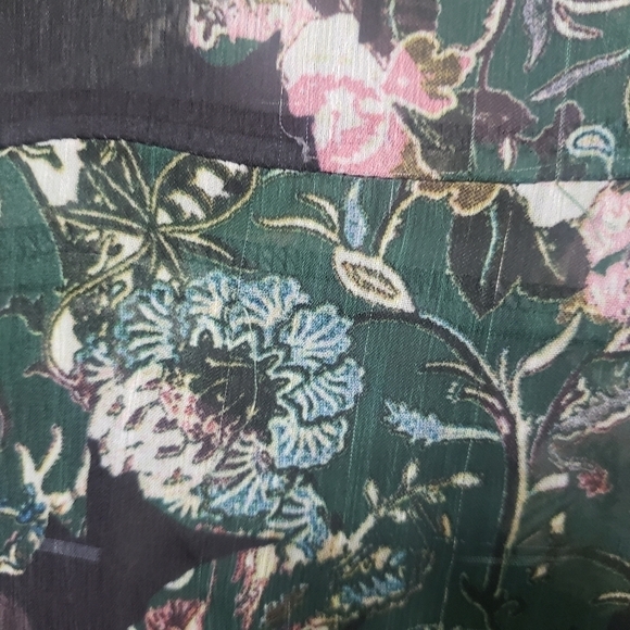 Zara Sheer Black and Green Floral Tunic Size Small - Picture 5 of 13